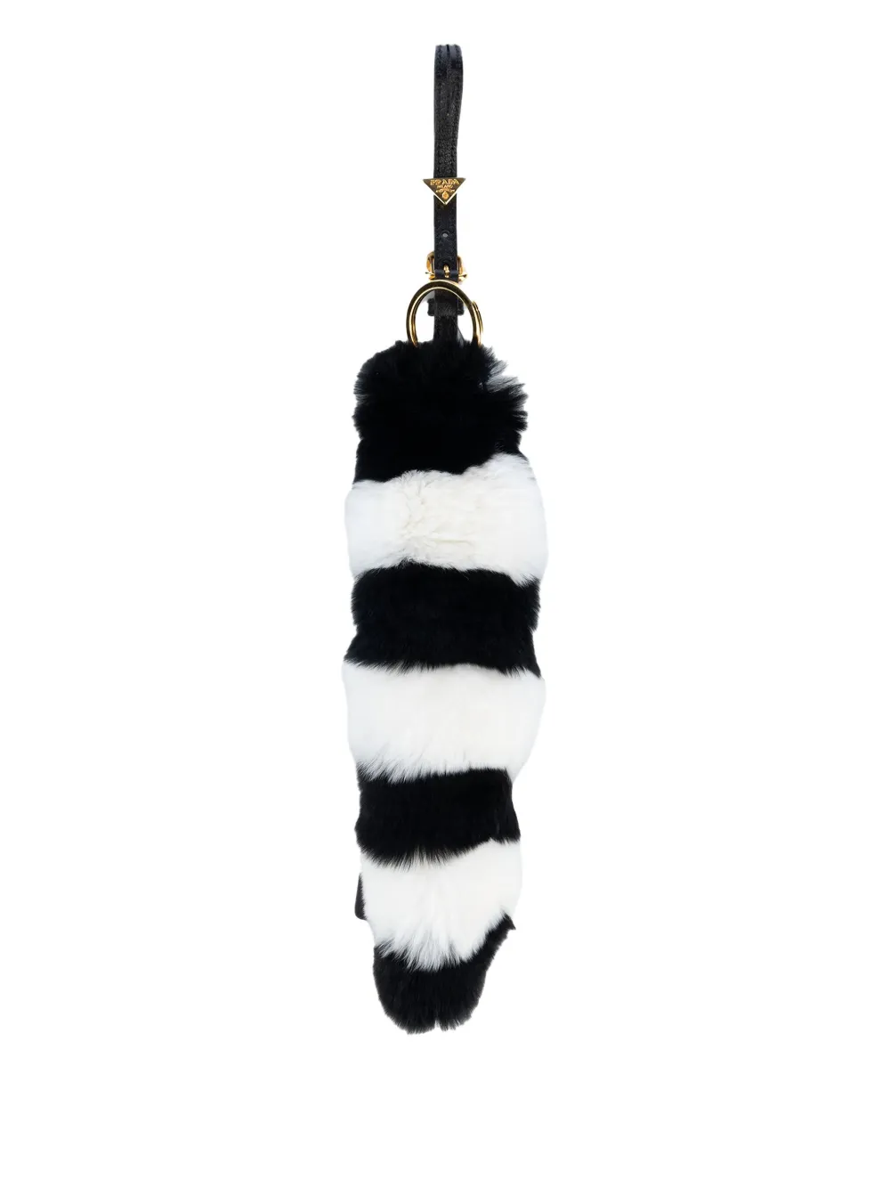Prada striped faux-fur keyring Zwart