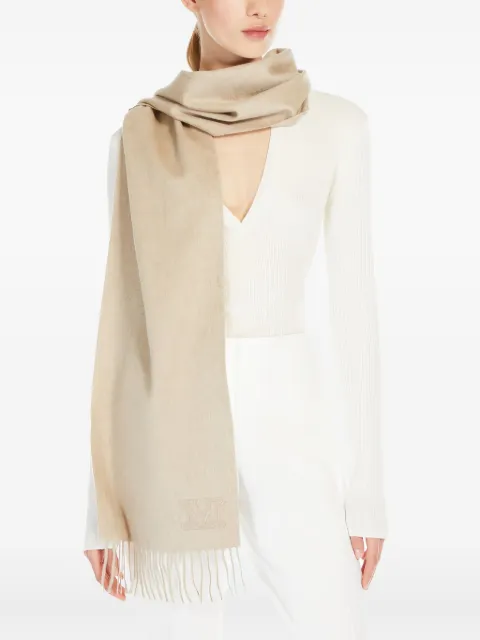 Max Mara Echarpe com franjas e logo bordado