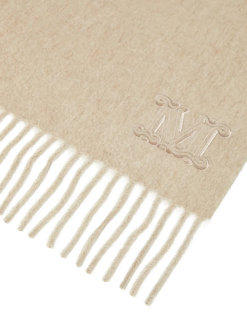 Max Mara Sjaal met geborduurd logo Beige