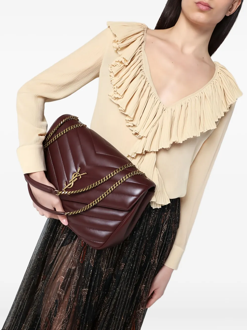 Saint Laurent Grote Loulou gewatteerde schoudertas - Rood