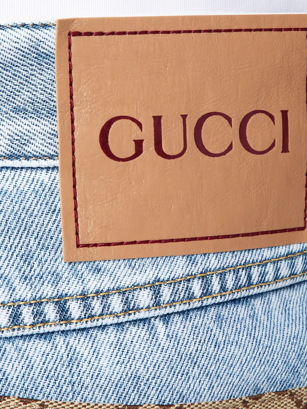 Gucci Straight jeans met leren patch Blauw