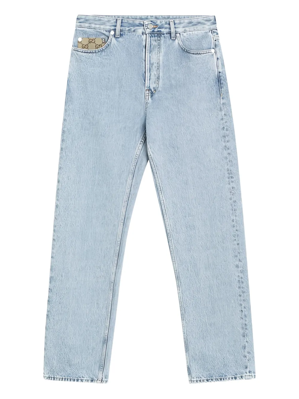Gucci Straight jeans met leren patch Blauw
