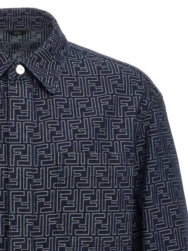 FENDI モノグラム シャツジャケット | ブルー | FARFETCH JP