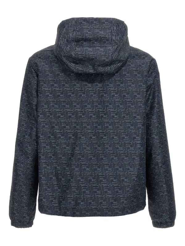 FENDI Patterned Hooded Jacket | Blue | FARFETCH RO