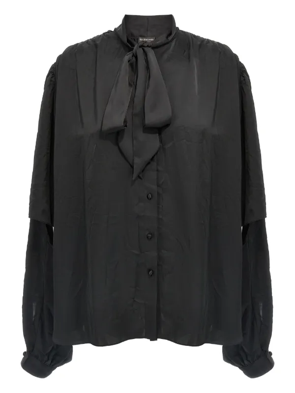 トップス BALENCIAGA 25SS bow blouse Balenciaga bow-tie Blouse | Black | FARFETCH CA