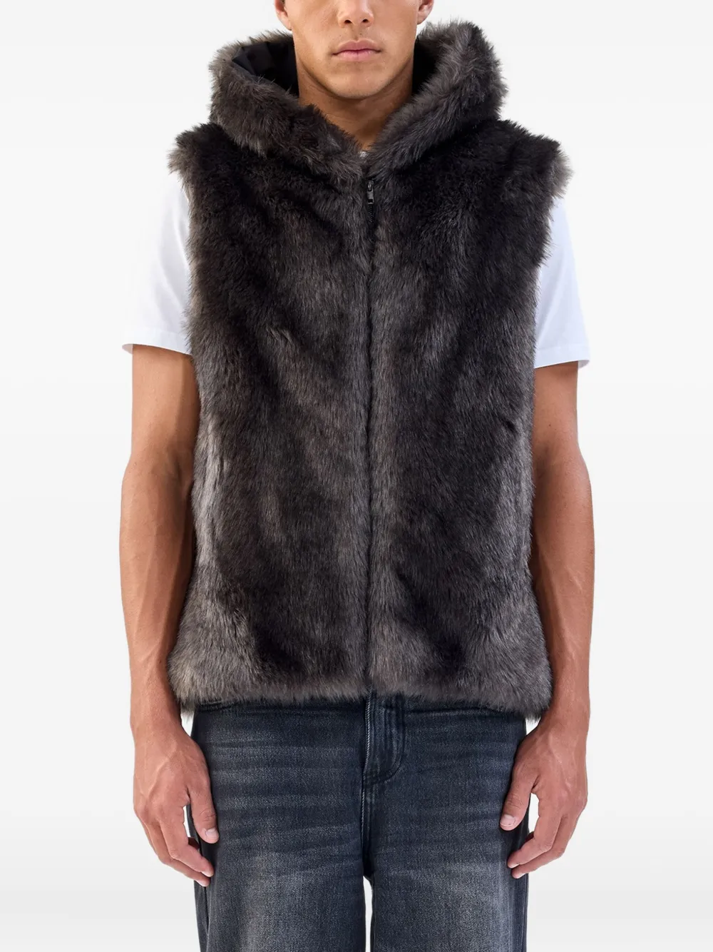 Unreal Fur faux-fur hooded jacket Grijs
