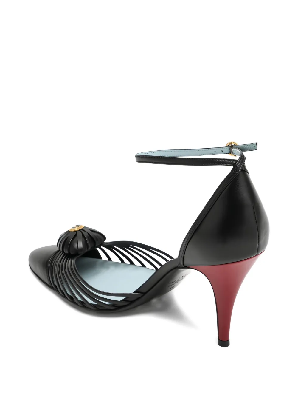 Valentino Garavani 85mm strapped heart-detail heeled pumps Black