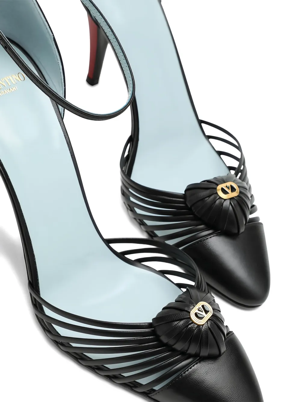 Valentino Garavani 85mm strapped heart-detail heeled pumps Black
