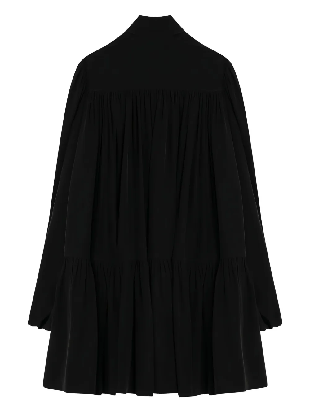 bow-neck tiered mini dress