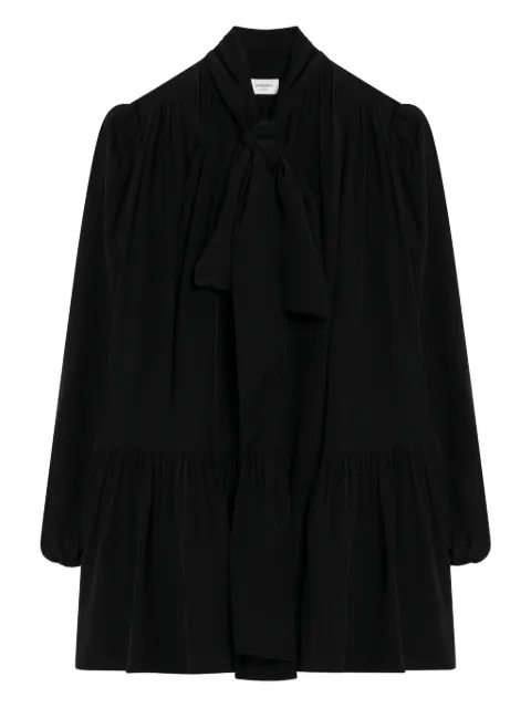 Saint Laurent bow-neck tiered mini dress