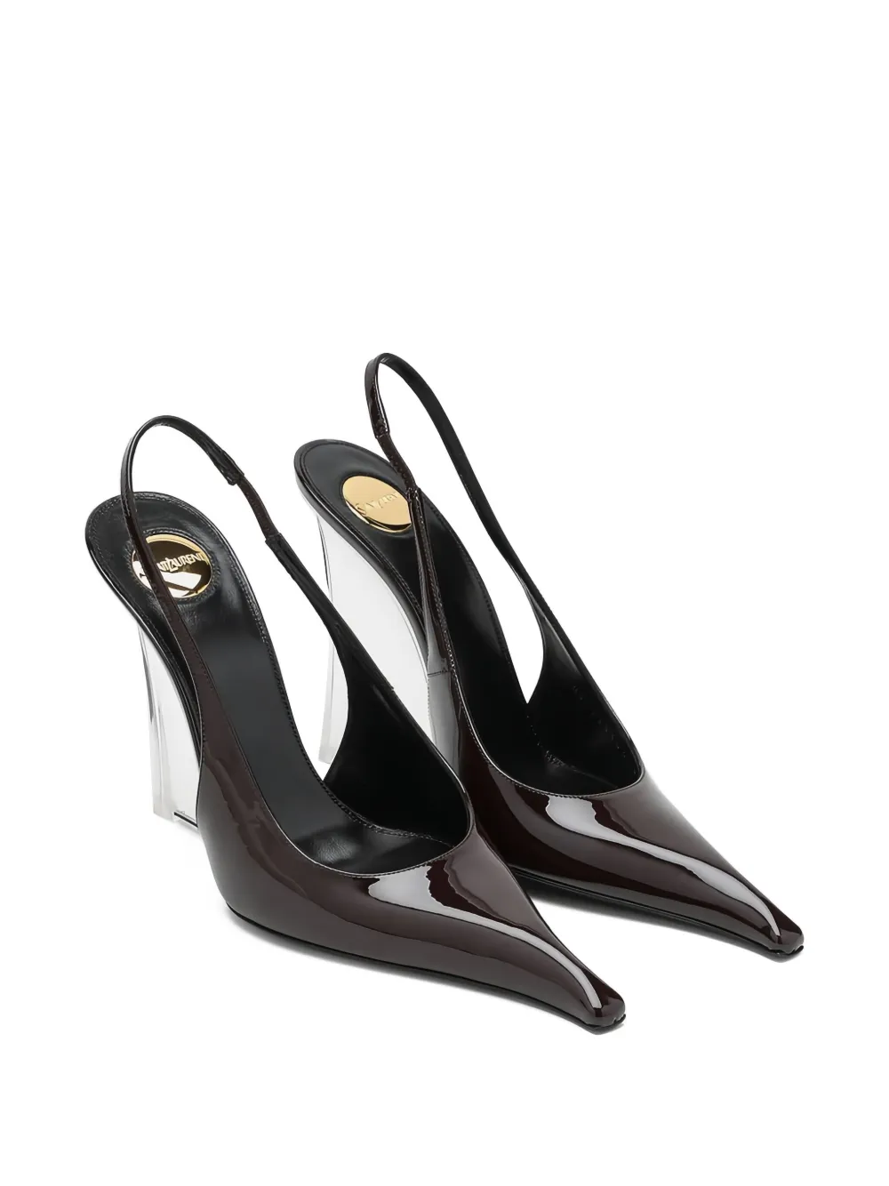 Saint Laurent 110mm Patent-leather Slingback Pumps In Multi