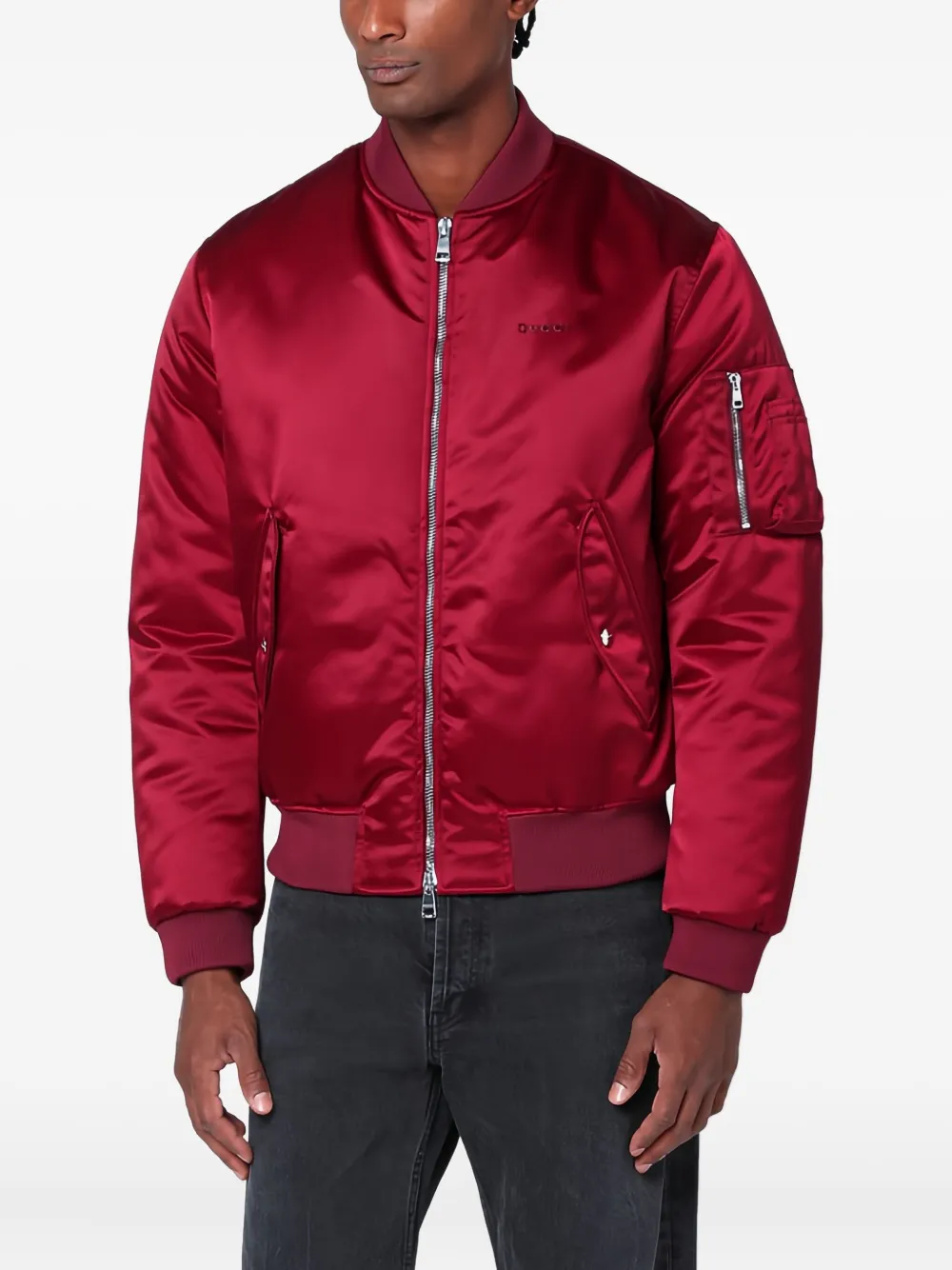 Gucci Satijnen bomberjack Rood