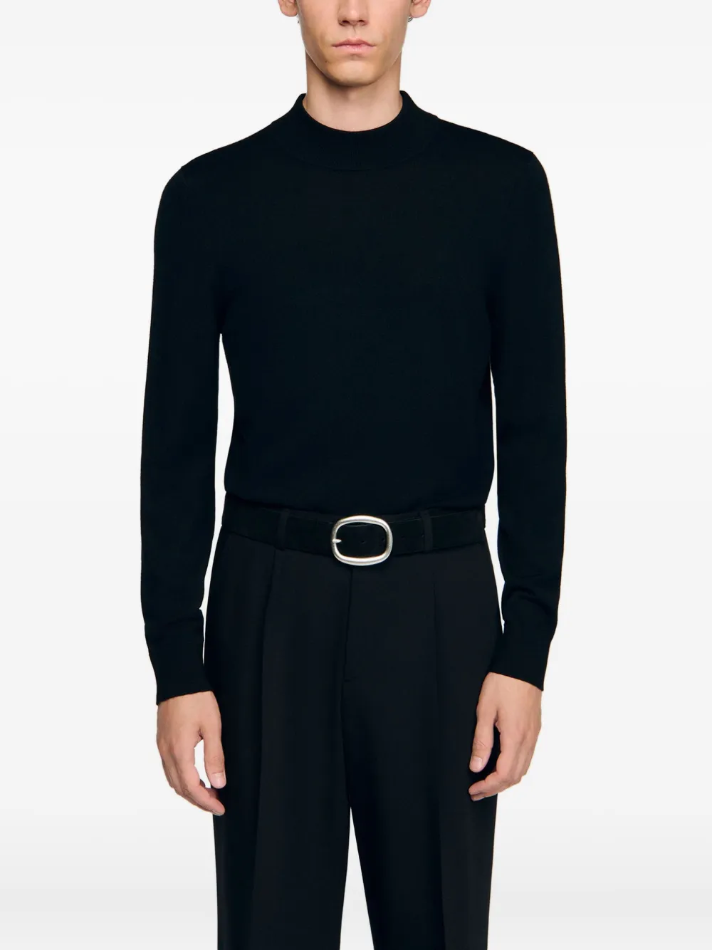 SANDRO Leren riem Zwart