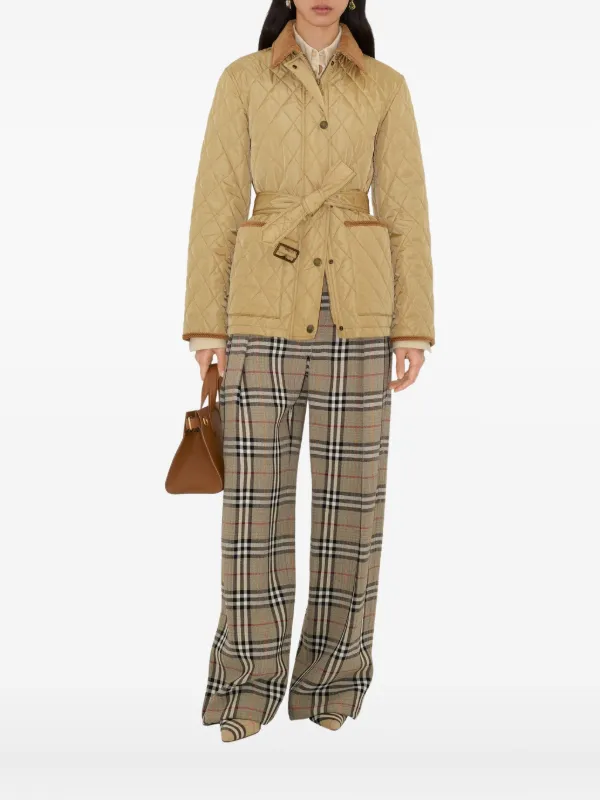 Burberry Quilted Belted Jacket in Neutrals