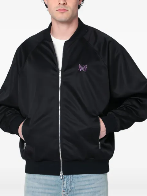 Needles butterfly-embroidered zip-up jacket