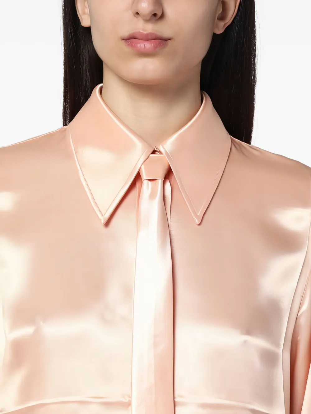 Jil Sander Satijnen blouse met gestrikte hals Roze