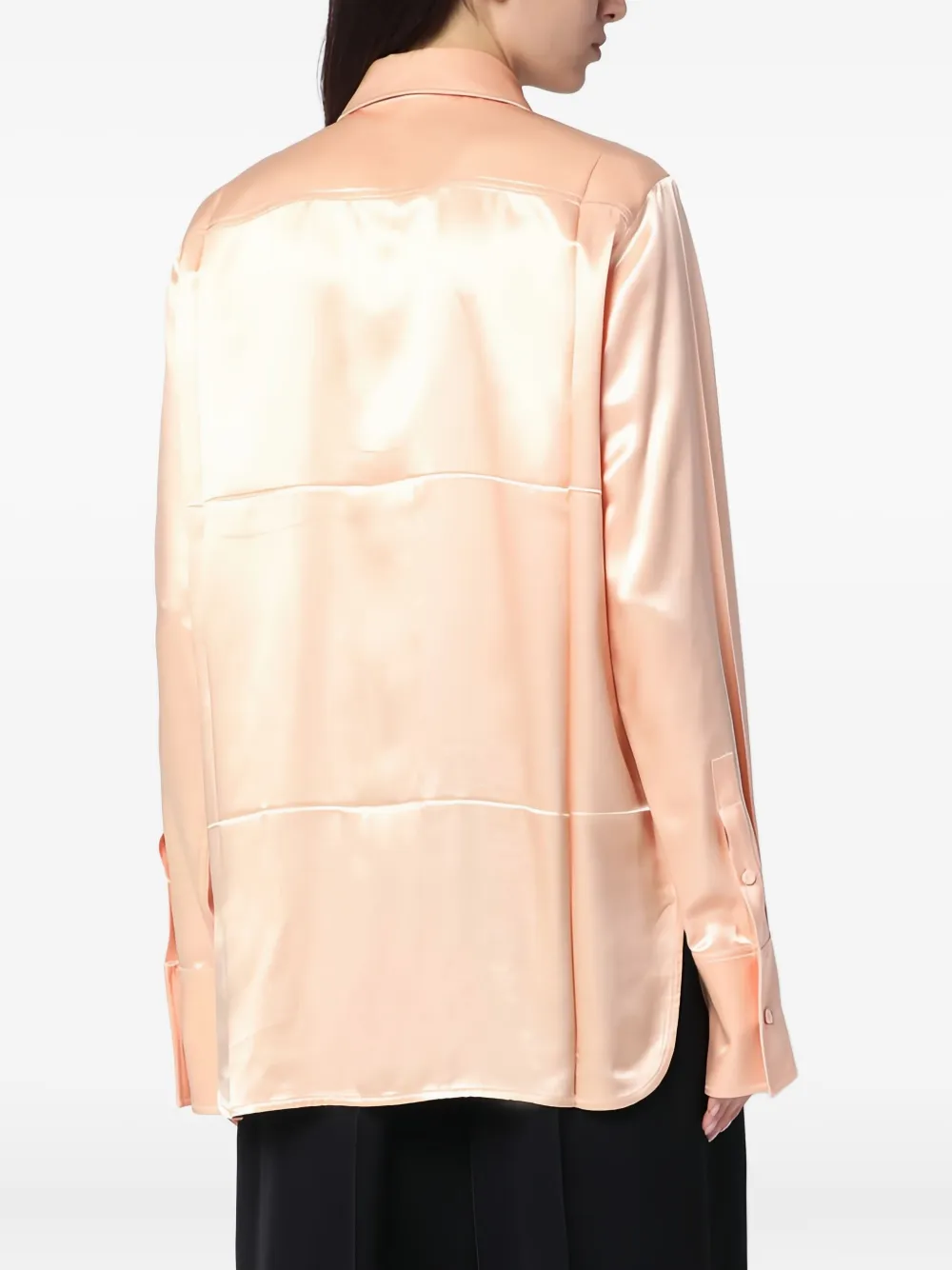 Jil Sander Satijnen blouse met gestrikte hals Roze