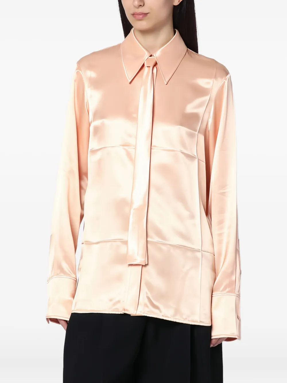 Jil Sander Satijnen blouse met gestrikte hals Roze