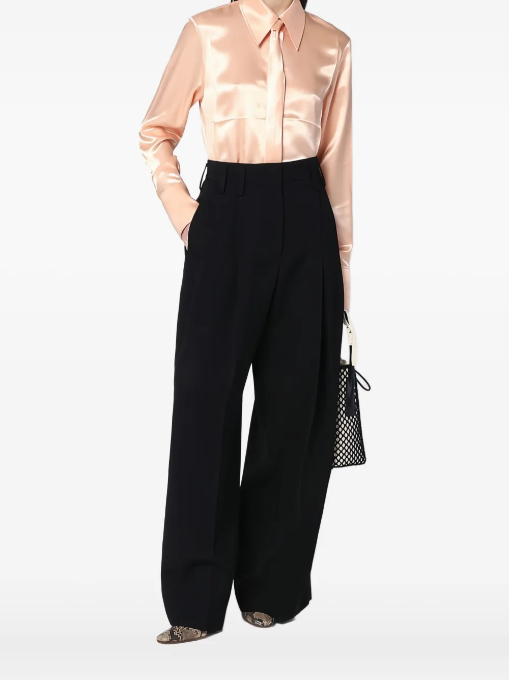 Jil Sander Satijnen blouse met gestrikte hals Roze