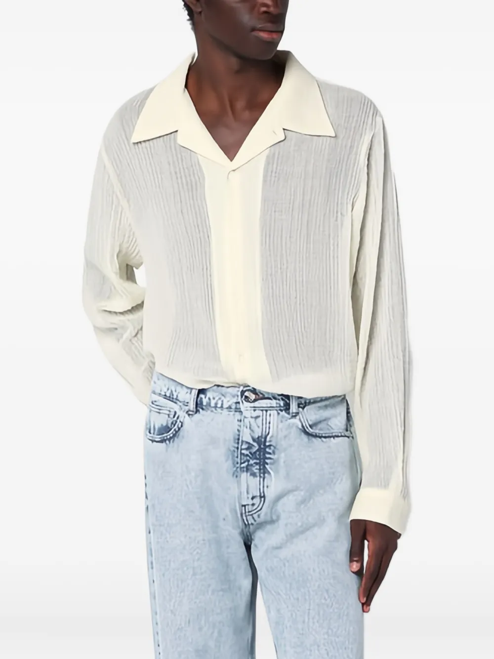 Séfr textured long-sleeved shirt | White | Image 1