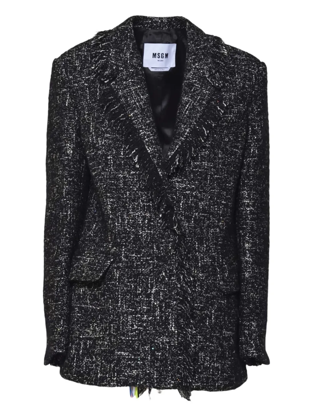 Msgm Fringed Blazer In Black