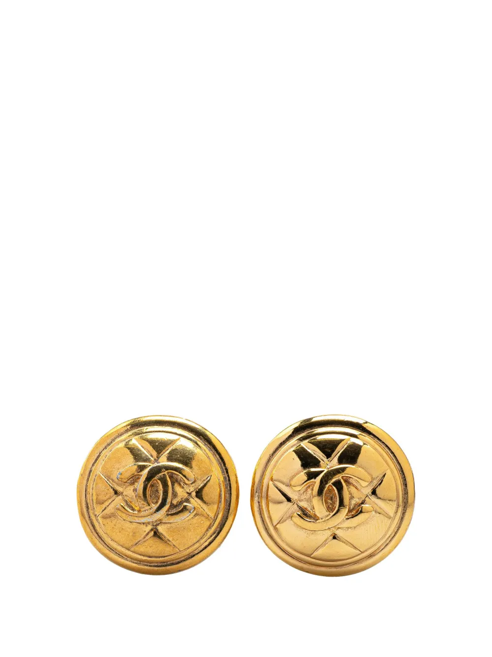 CHANEL Pre-Owned 20th Century ゴールドプレーテッド ココマーク マトラッセ クリップオン コスチューム CHANEL Pre-Owned 20th Century ゴールドプレーテッド ココマーク マトラッセ クリップオン コスチューム
