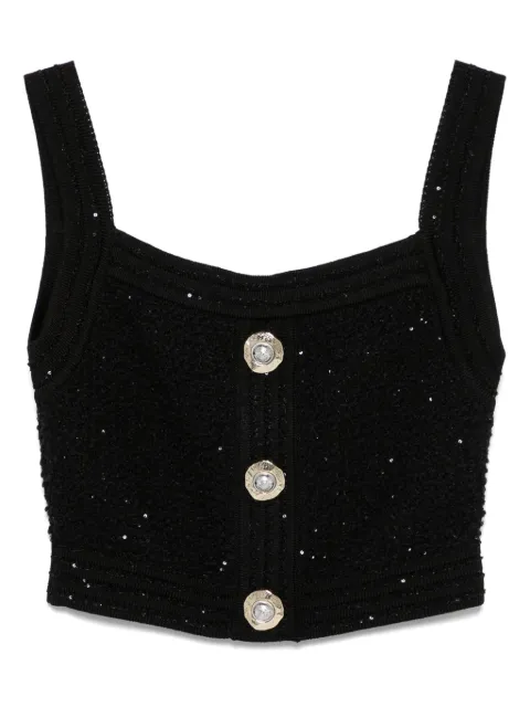 Balmain textured cropped top