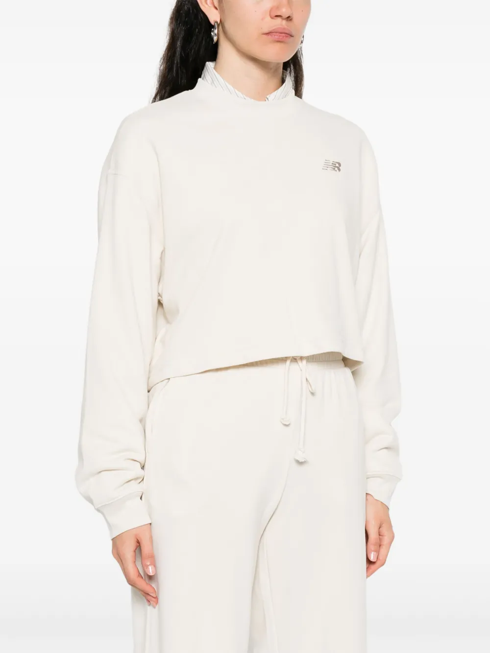 New Balance Sweater met geborduurd logo Beige