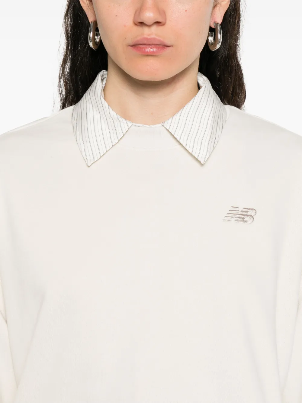 New Balance Sweater met geborduurd logo Beige
