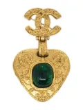 CHANEL Pre-Owned 1994 Gripoix CC Heart brooch pin - Gold