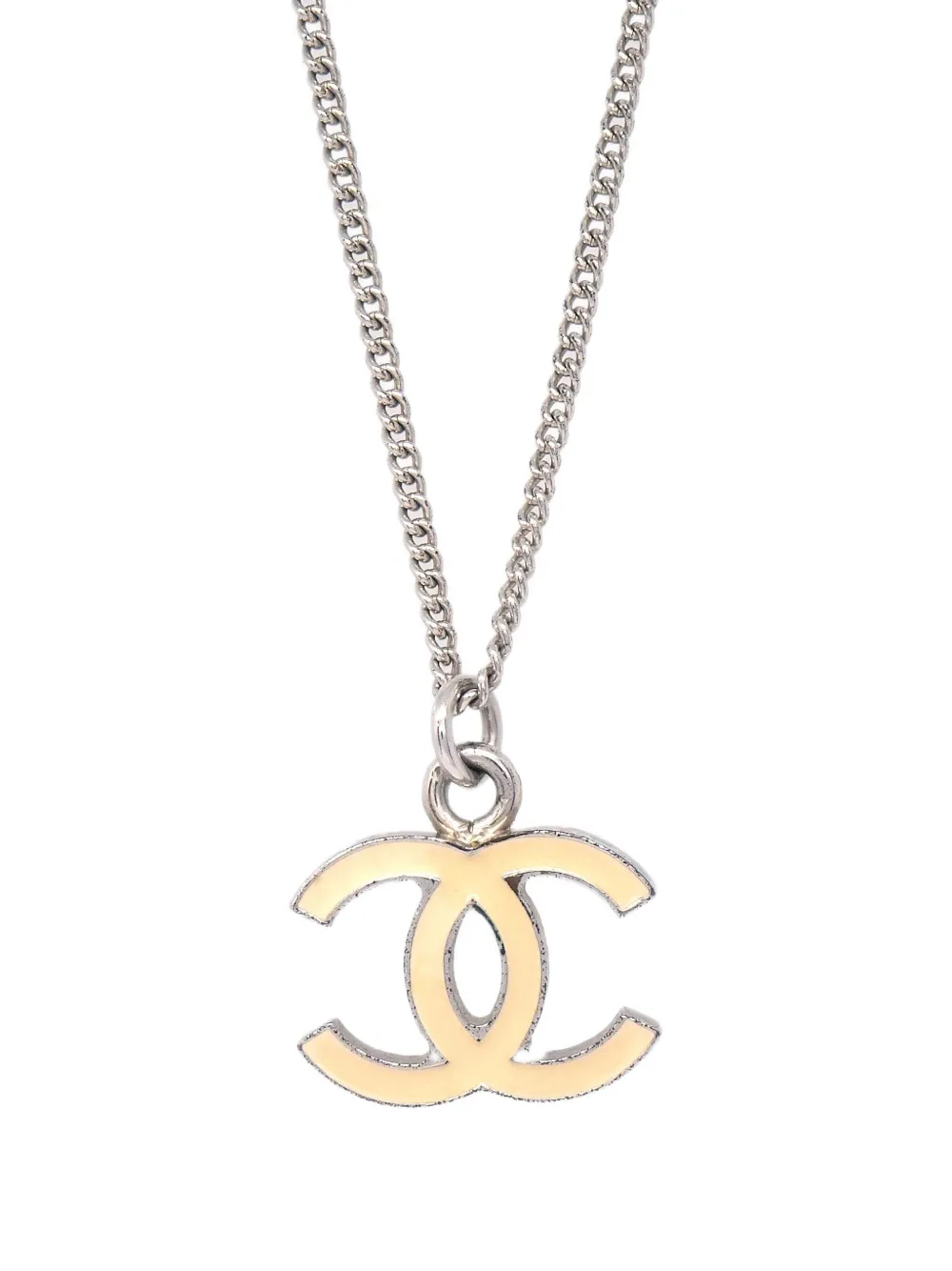Pre-owned Chanel 2005 Cc Chain Necklace In Silver