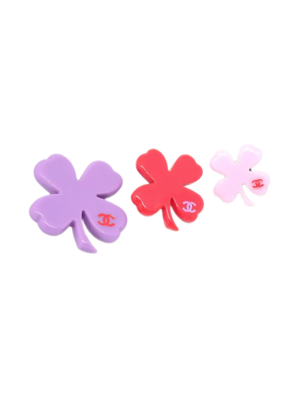 CHANEL Pre-Owned 2004 Clover brooch pins (set of three) | Purple | Image 1