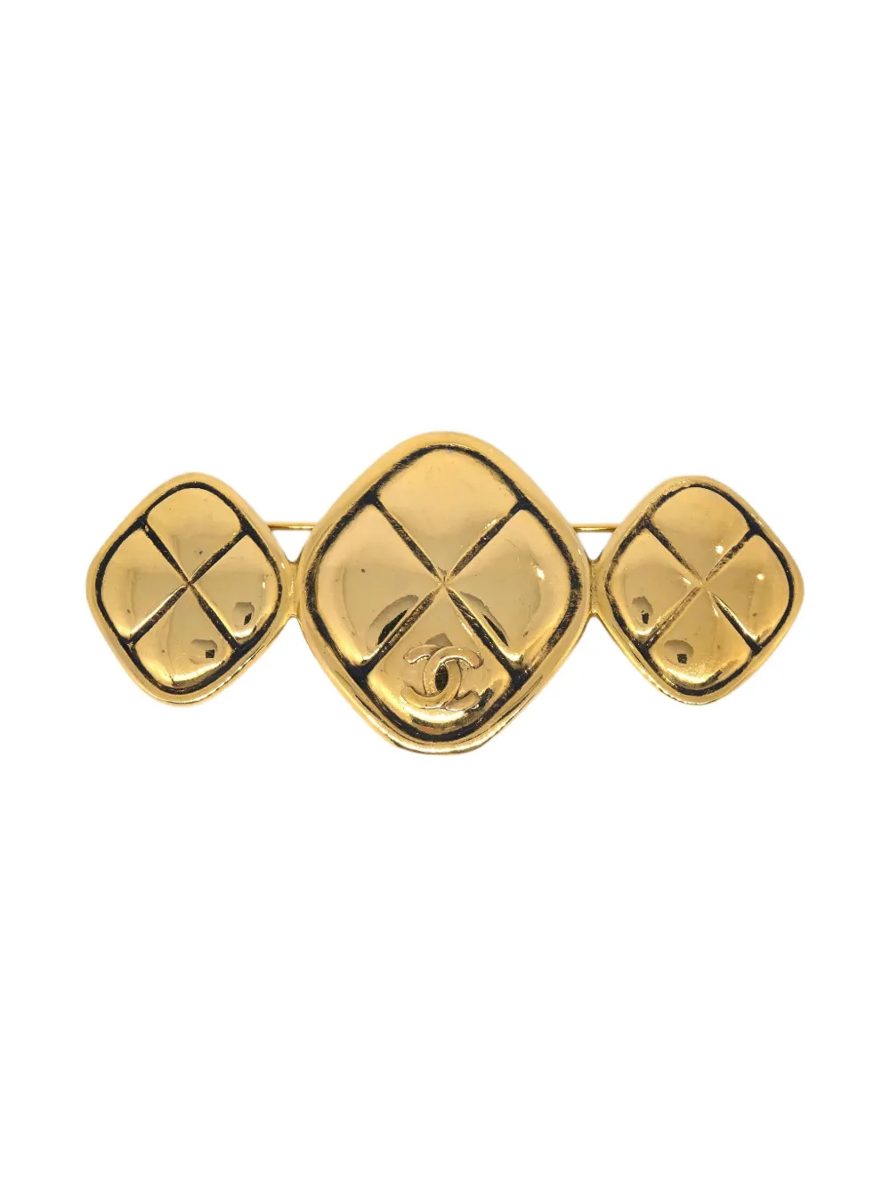 Pre-owned Chanel 1990-2000s Triple Rhombus Brooch Pin