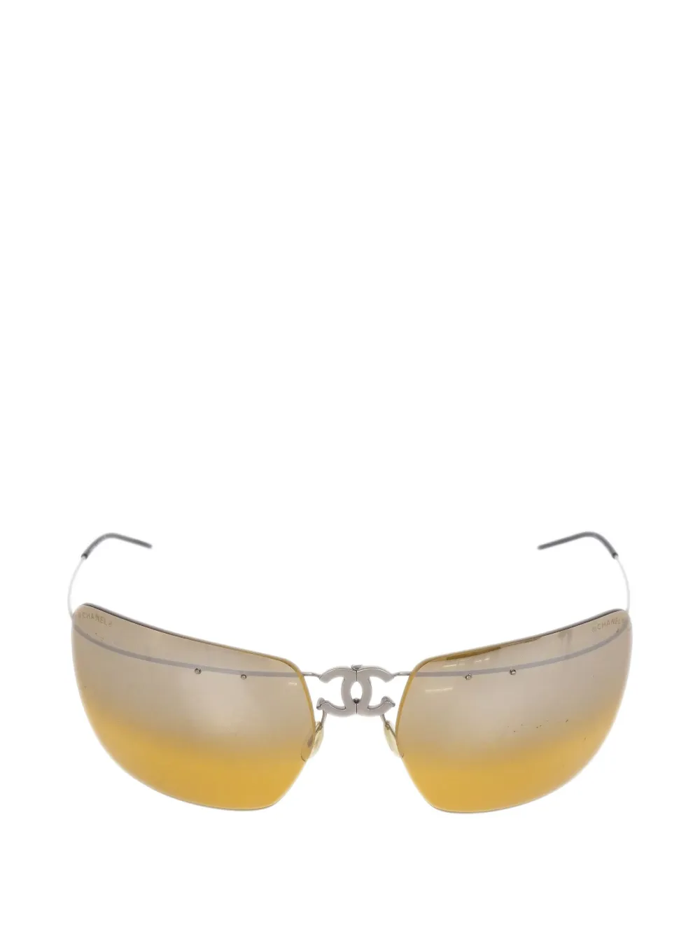 CHANEL Pre-Owned 1990-2000s CC geometric-frame sunglasses | Brown | Image 1
