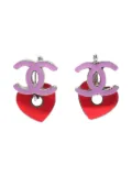 CHANEL Pre-Owned 2004 CC Heart Dangle piercing earrings - Purple