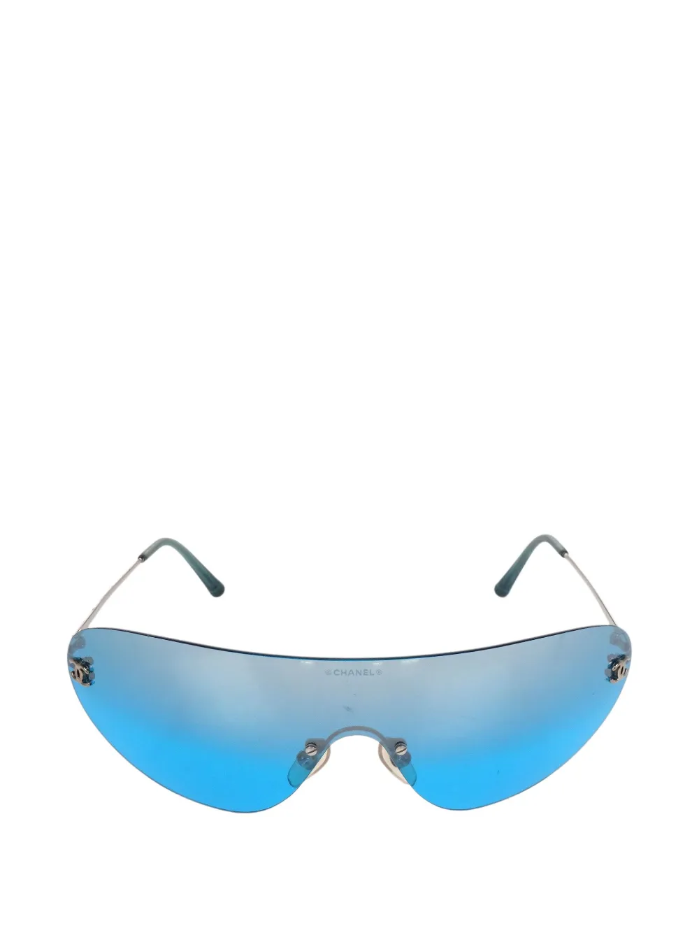 CHANEL Pre-Owned 1990-2000s shield-frame sunglasses | Blue | Image 1