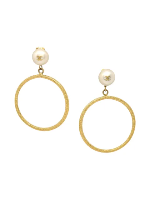 CHANEL Pre-Owned pendientes de clip con perla 1996