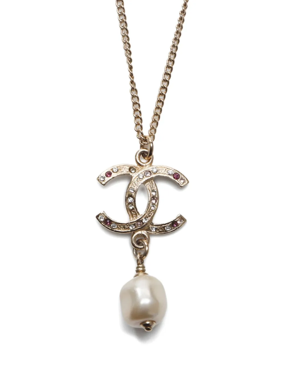 Pre-owned Chanel 2012 Cc Mark Necklace In Gold