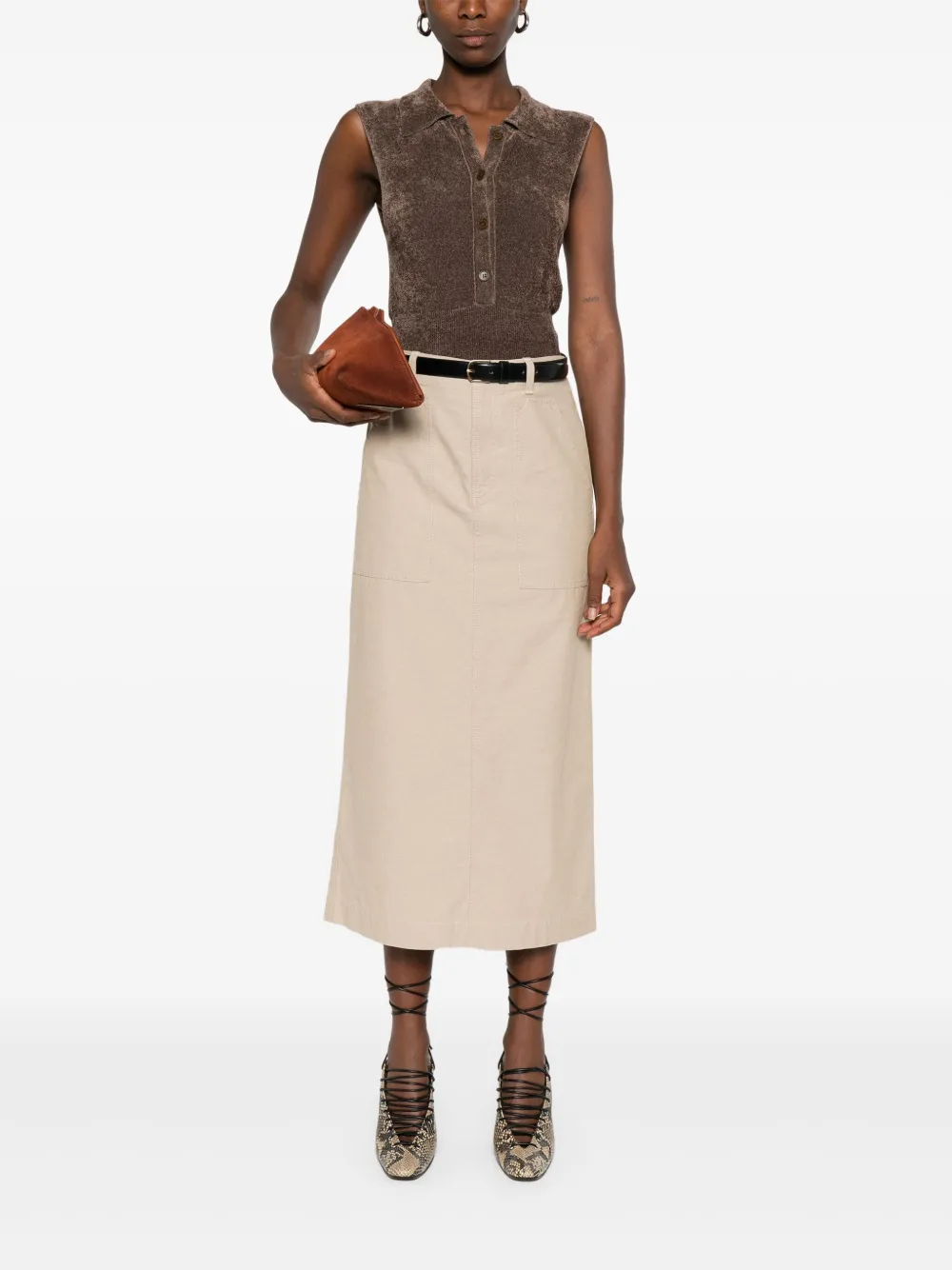 FENDI Katoenen straight rok Beige
