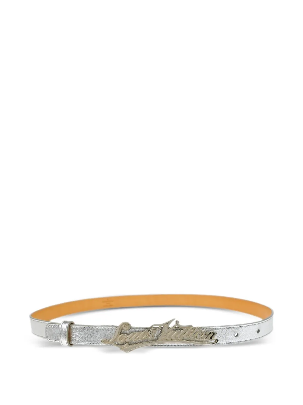 Louis Vuitton Pre-Owned 2007 Cursive Logo Leather Belt | Silver | Image 1