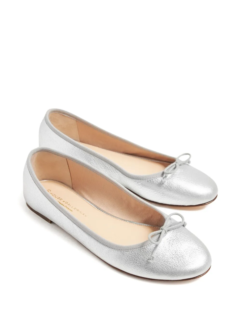 HOUSE OF BALLERINAS metallic leather ballet flats Silver