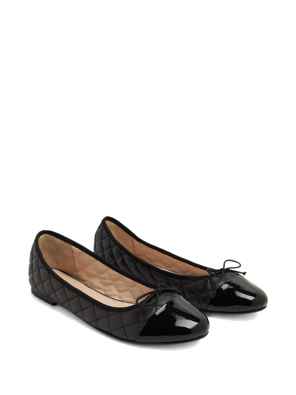 HOUSE OF BALLERINAS quilted leather ballet flats - Zwart