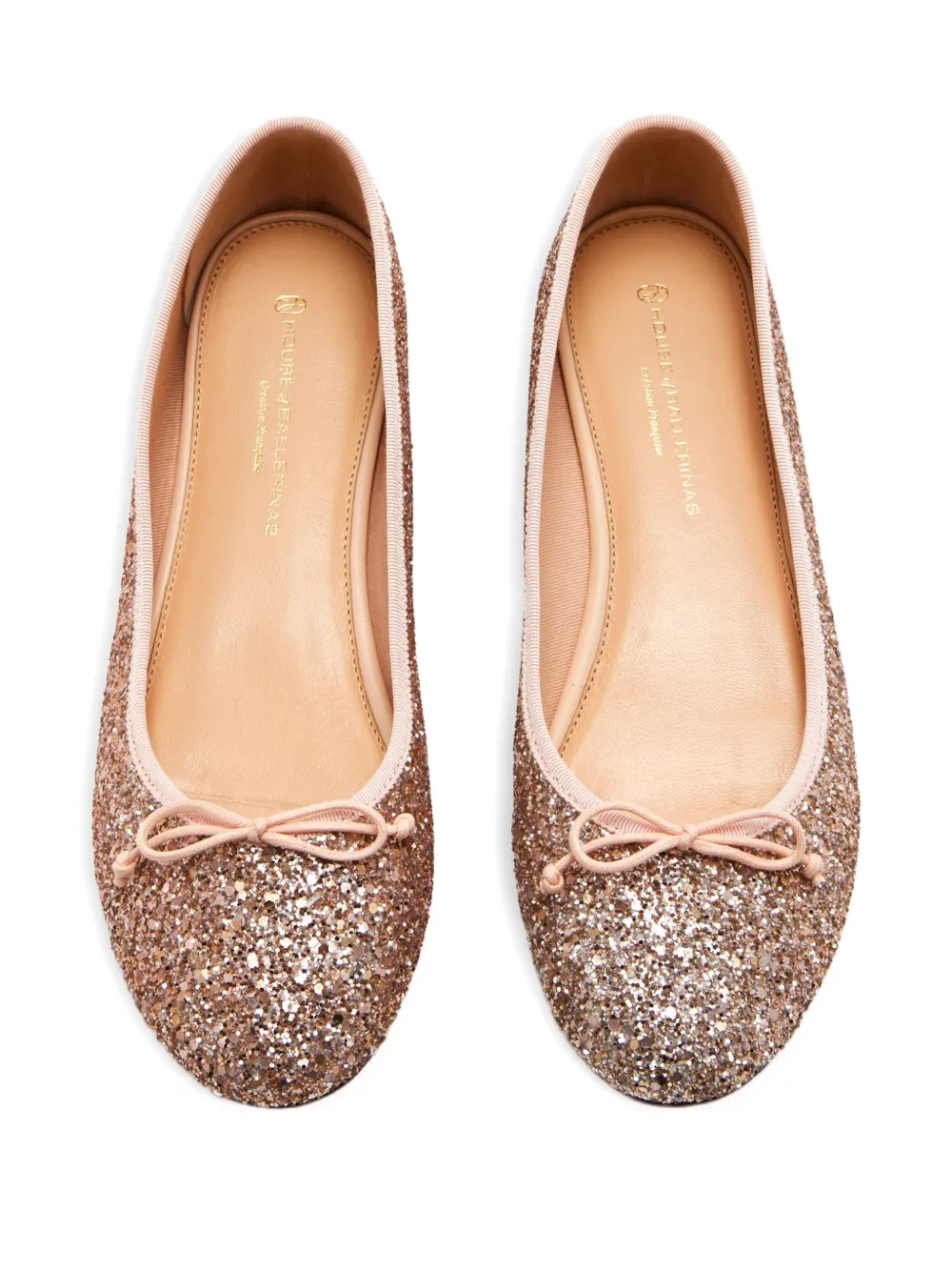 HOUSE OF BALLERINAS Ballerina's met glitters en strikdetail Beige