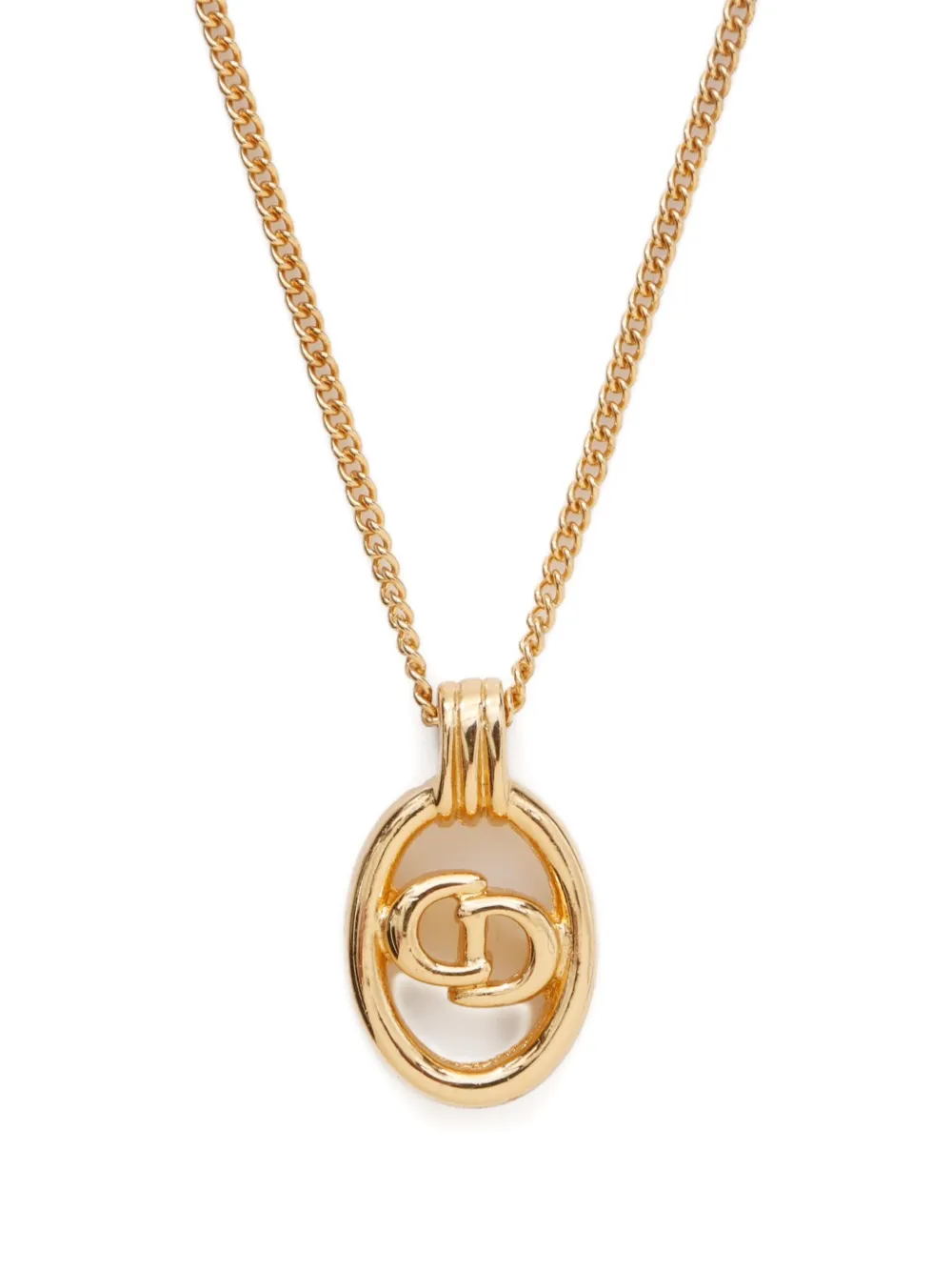 Pre-owned Dior 1980-1990s Cd Logo Necklace In Gold