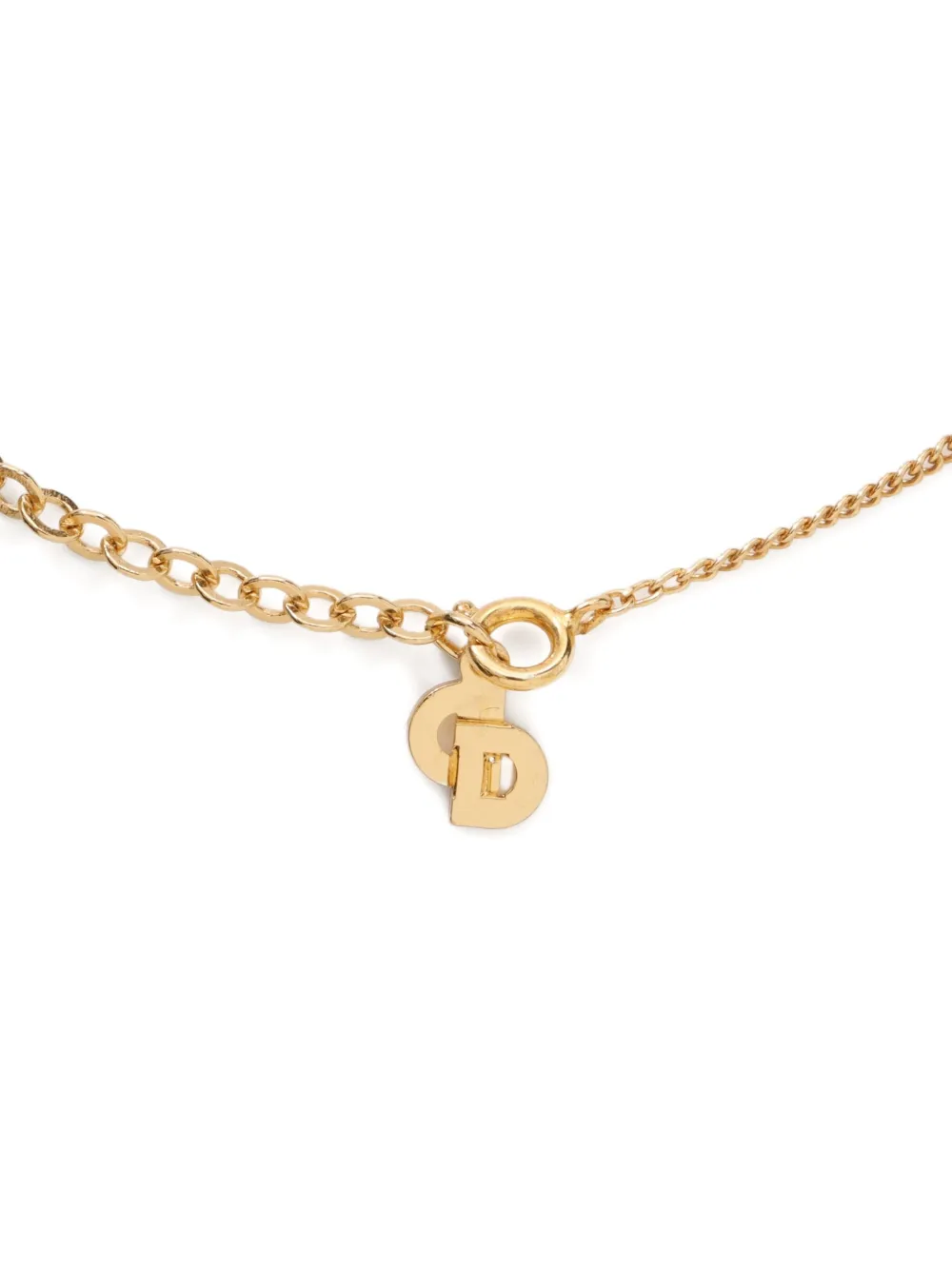 Pre-owned Dior 1980-1990s Cd Logo Necklace In Gold