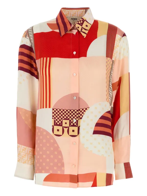 Fendi Abstract-pattern Button-up Shirt in Pink