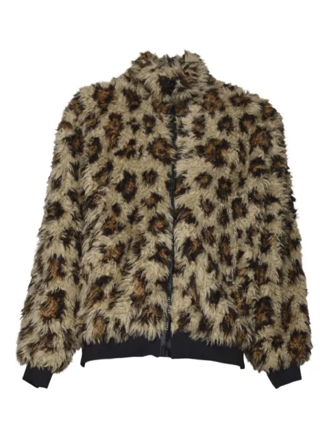 MSGM chamarra con estampado de leopardo y cierre
