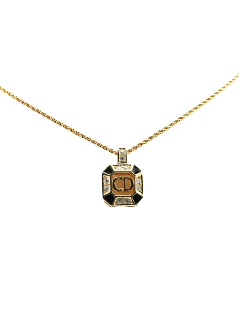 Christian Dior Pre-Owned 20th Century Gold Plated CD Crystal Pendant Necklace costume necklace