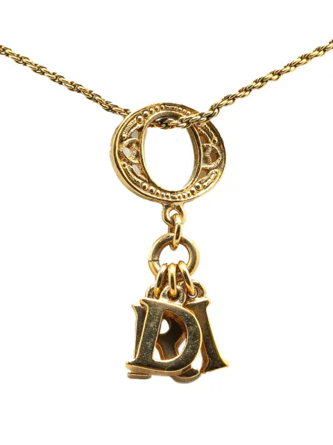 Christian Dior Pre-Owned 20th Century Gold Plated Cut Out O Logo Pendant Necklace costume necklace