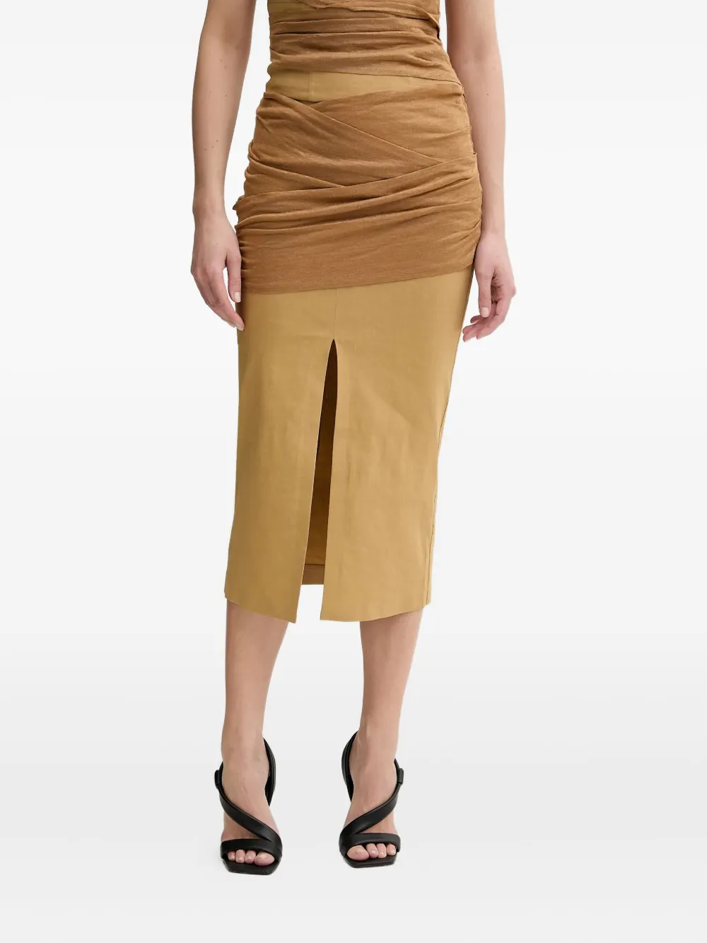 draped-panel midi skirt